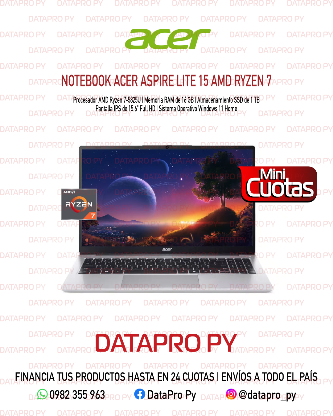 Notebook Acer Aspire Lite 15 AMD Ryzen 7 Notebook Acer Aspire Lite 15 AMD Ryzen 7